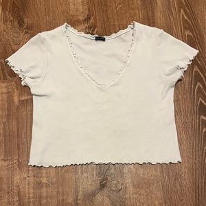 brandy melville waffle v-neck top